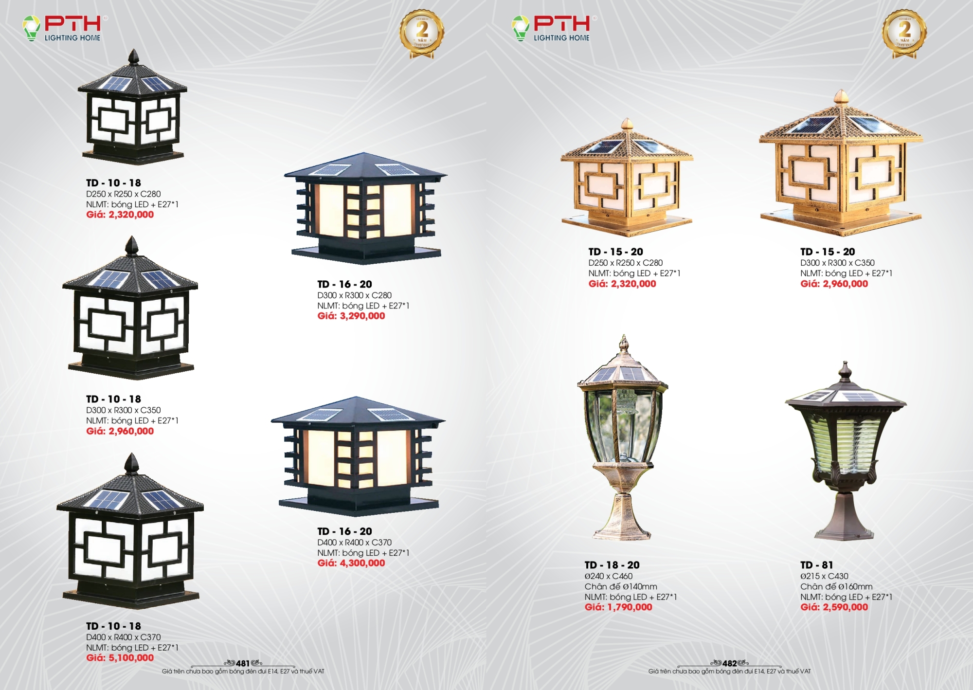 Bảng giá đèn trang trí PTH Lighting Home 2026